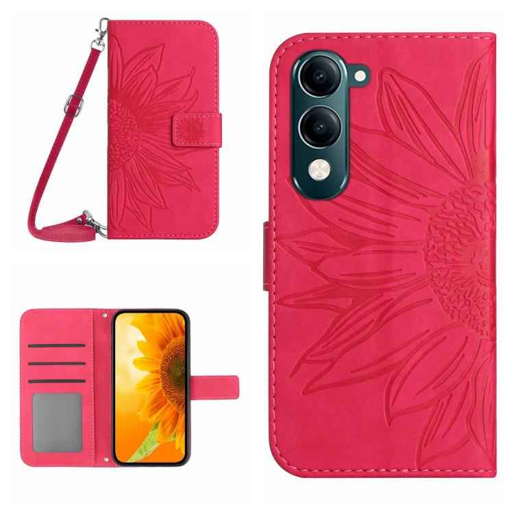 Skin Feel Sun Flower Embossed Flip Leather Phone Case with Lanyard, For vivo Y04 4G / Y29s 5G, For vivo Y29 4G Global, For vivo V50 5G Global, For vivo Y03 4G