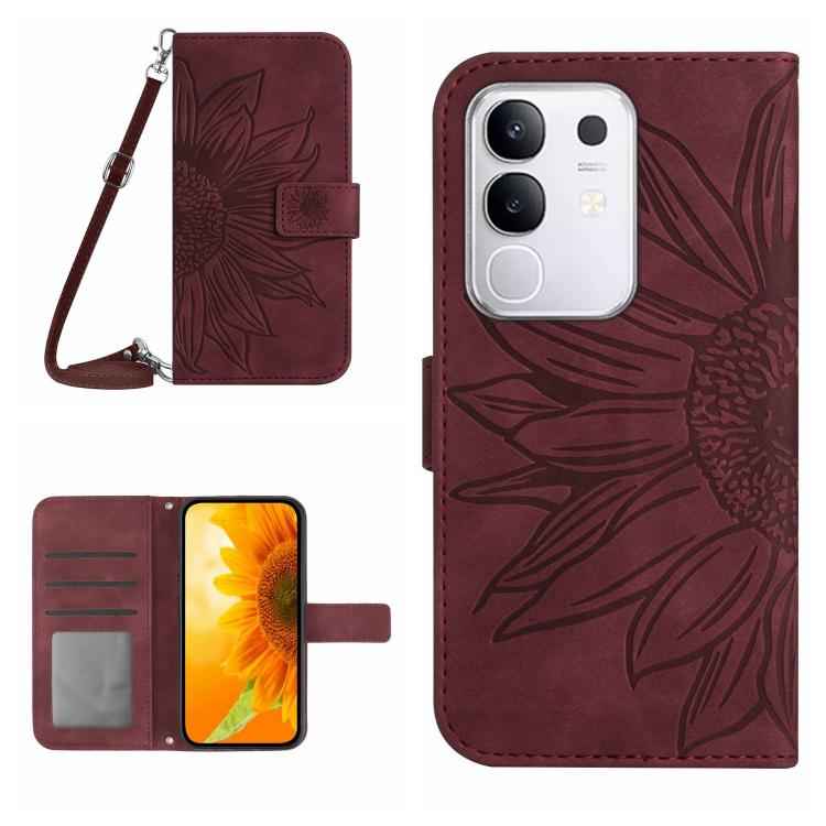 Skin Feel Sun Flower Embossed Flip Leather Phone Case with Lanyard, For vivo Y39 5G Global, For vivo V50 Lite 5G, For vivo Y04 4G / Y29s 5G, For vivo Y29 4G Global