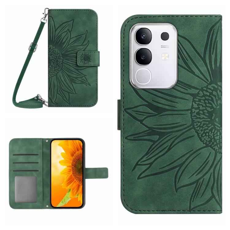 Skin Feel Sun Flower Embossed Flip Leather Phone Case with Lanyard, For vivo Y04 4G / Y29s 5G, For vivo Y29 4G Global, For vivo V50 5G Global, For vivo Y03 4G