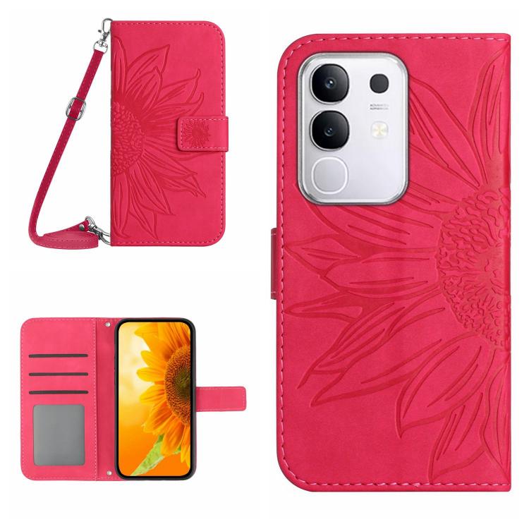 Skin Feel Sun Flower Embossed Flip Leather Phone Case with Lanyard, For vivo Y04 4G / Y29s 5G, For vivo Y29 4G Global, For vivo V50 5G Global, For vivo Y03 4G