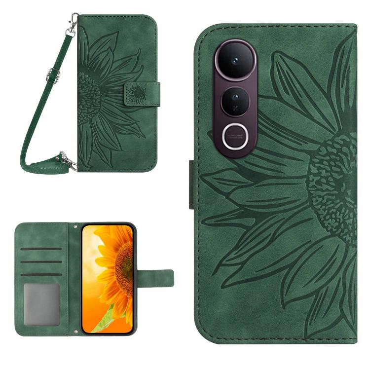 Skin Feel Sun Flower Embossed Flip Leather Phone Case with Lanyard, For vivo V60 Lite 5G, For vivo V60 5G, For vivo Y39 5G Global, For vivo V50 Lite 5G