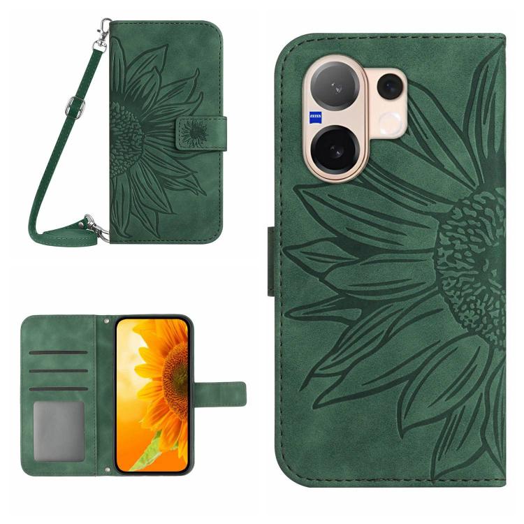 Skin Feel Sun Flower Embossed Flip Leather Phone Case with Lanyard, For vivo V70 FE 5G, For vivo V70 5G Global / V70 Elite 5G, For vivo V60 Lite 5G, For vivo V60 5G