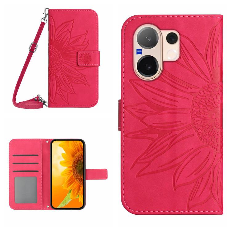 Skin Feel Sun Flower Embossed Flip Leather Phone Case with Lanyard, For vivo V70 FE 5G, For vivo V70 5G Global / V70 Elite 5G, For vivo V60 Lite 5G, For vivo V60 5G