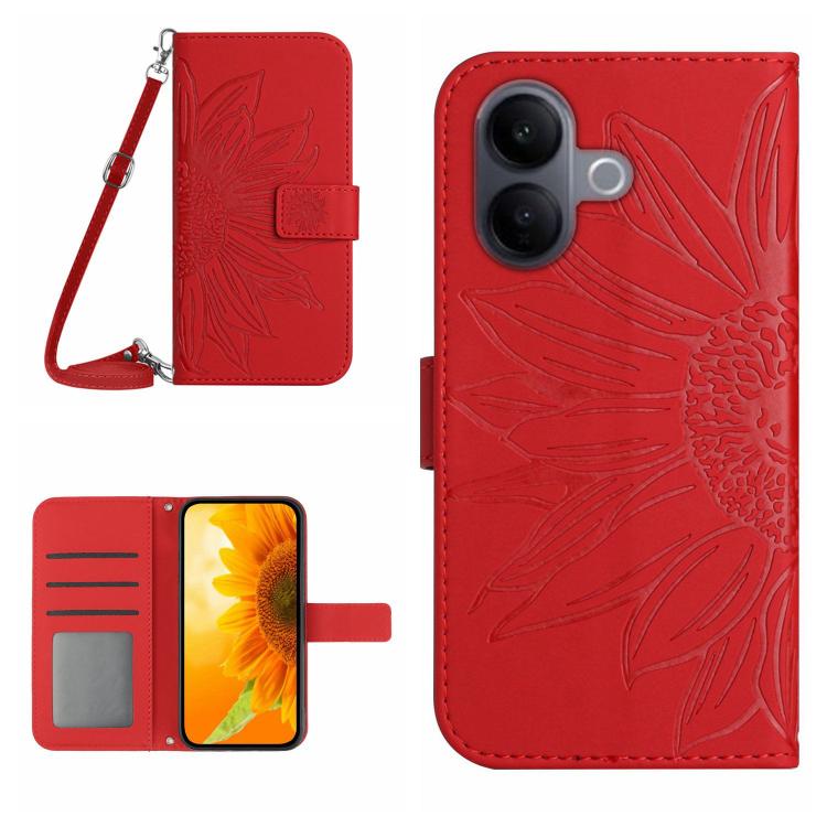 Skin Feel Sun Flower Embossed Flip Leather Phone Case with Lanyard, For vivo V70 FE 5G, For vivo V70 5G Global / V70 Elite 5G, For vivo V60 Lite 5G, For vivo V60 5G