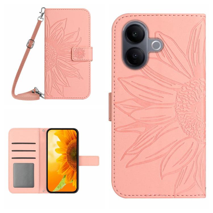 Skin Feel Sun Flower Embossed Flip Leather Phone Case with Lanyard, For vivo V70 FE 5G, For vivo V70 5G Global / V70 Elite 5G, For vivo V60 Lite 5G, For vivo V60 5G
