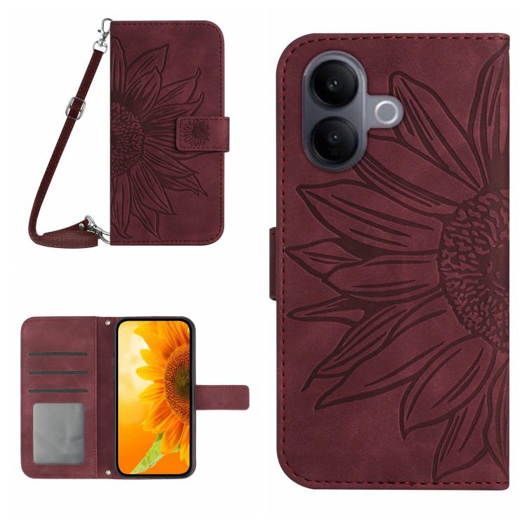 Skin Feel Sun Flower Embossed Flip Leather Phone Case with Lanyard, For vivo V70 FE 5G, For vivo V70 5G Global / V70 Elite 5G, For vivo V60 Lite 5G, For vivo V60 5G