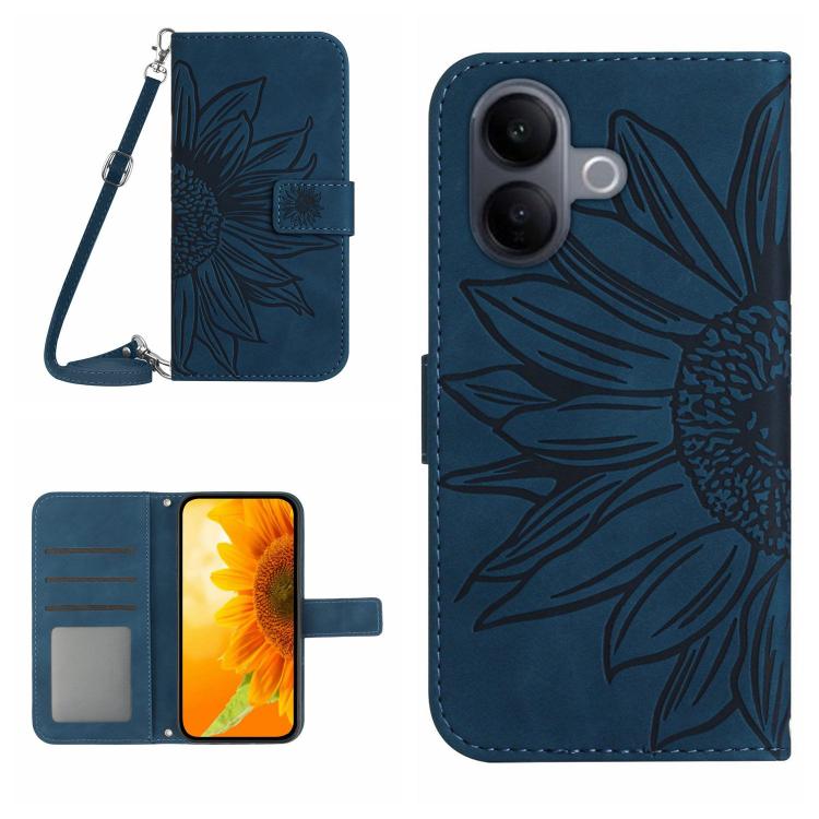 Skin Feel Sun Flower Embossed Flip Leather Phone Case with Lanyard, For vivo V70 FE 5G, For vivo V70 5G Global / V70 Elite 5G, For vivo V60 Lite 5G, For vivo V60 5G