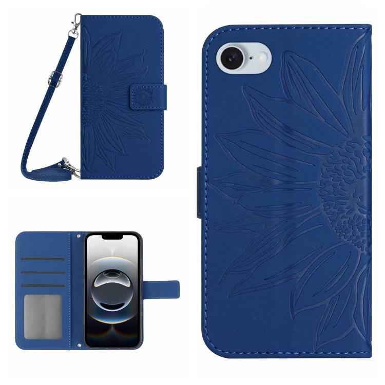 Skin Feel Sun Flower Embossed Flip Leather Phone Case with Lanyard, For iPhone 17e / 16e, For iPhone 17 Pro Max, For iPhone 17 Pro, For iPhone 17