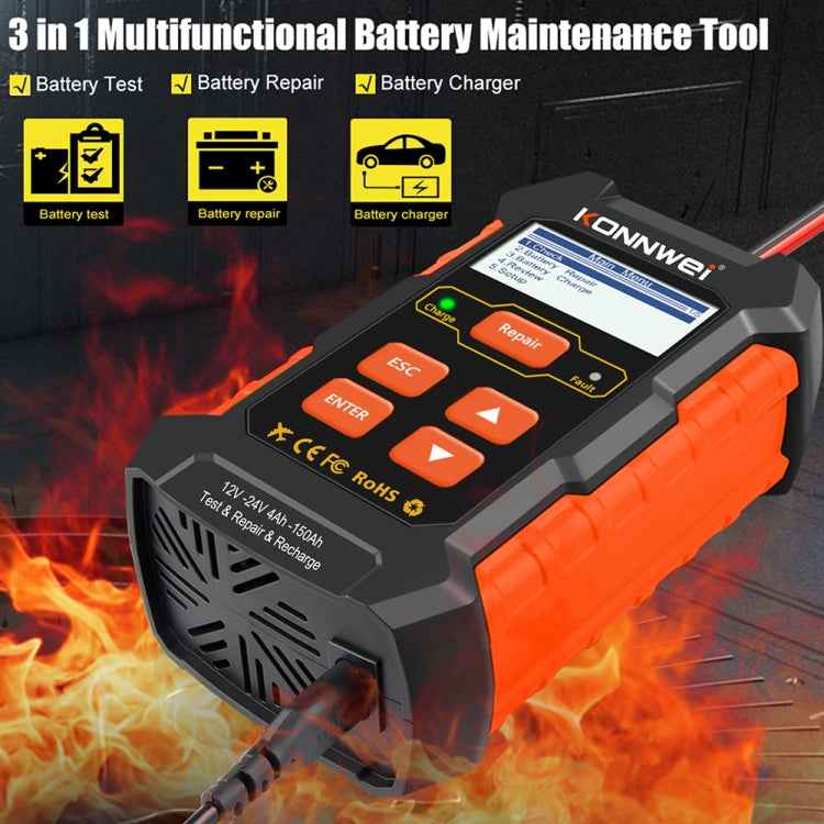 KONNWEI KW520 12V / 24V 3 in 1 Car Battery Tester with Detection & Repair & Charging Function