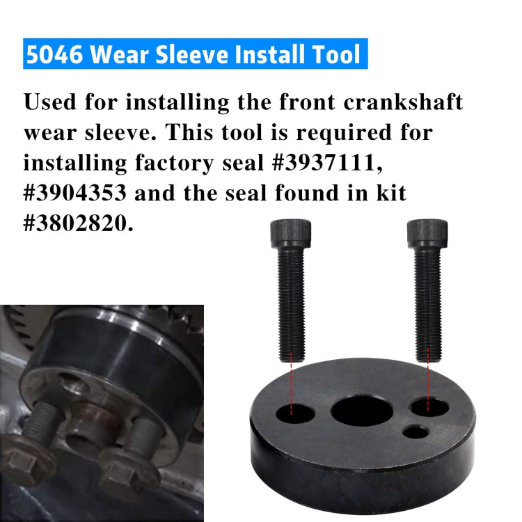 For Dodge Cummins 5046 Crankshaft Wear Sleeve + 1388 Front Cover Crankshaft Seal Installation Tool 124453+124388