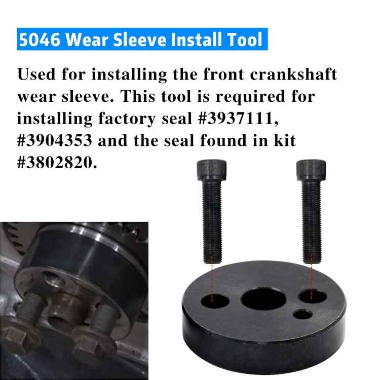 For Dodge Cummins 5046 Crankshaft Wear Sleeve + 1388 Front Cover Crankshaft Seal Installation Tool 124453+124388