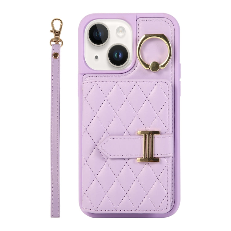 Horizontal Card Bag Ring Holder Phone Case with Dual Lanyard, For iPhone 14 Plus, For iPhone 14, For iPhone 14 Pro, For iPhone 14 Pro Max, For iPhone 13 Pro Max, For iPhone 13 Pro