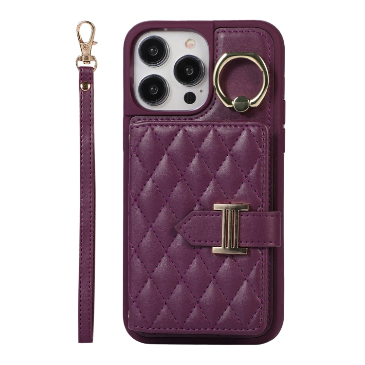 Horizontal Card Bag Ring Holder Phone Case with Dual Lanyard, For iPhone 14 Plus, For iPhone 14, For iPhone 14 Pro, For iPhone 14 Pro Max, For iPhone 13 Pro Max, For iPhone 13 Pro