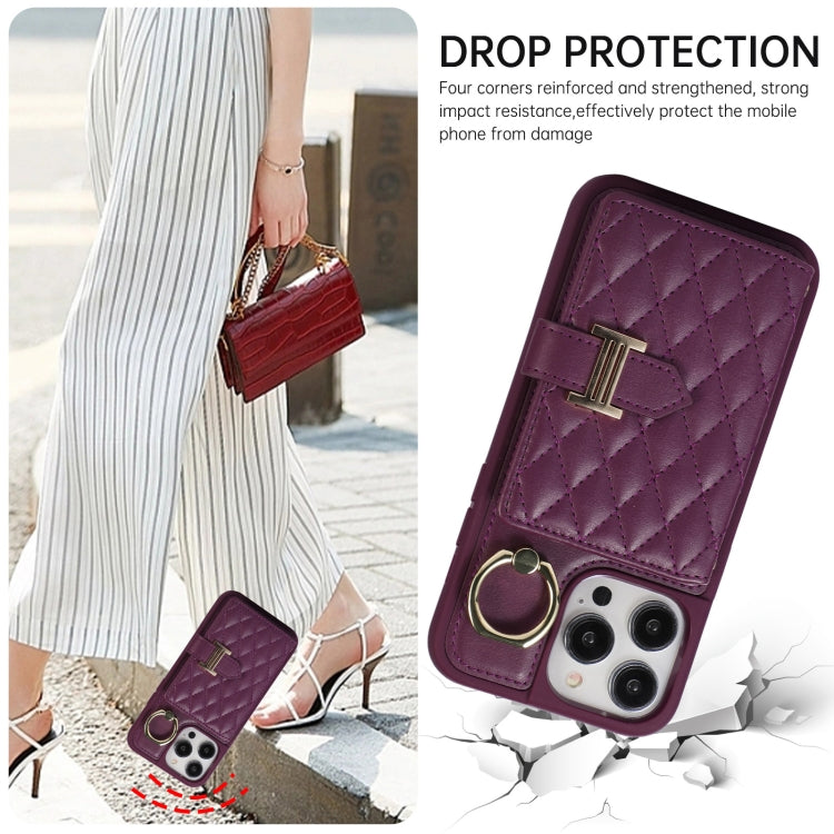 Horizontal Card Bag Ring Holder Phone Case with Dual Lanyard