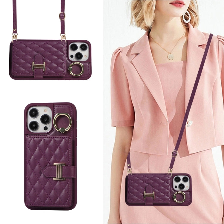 Horizontal Card Bag Ring Holder Phone Case with Dual Lanyard