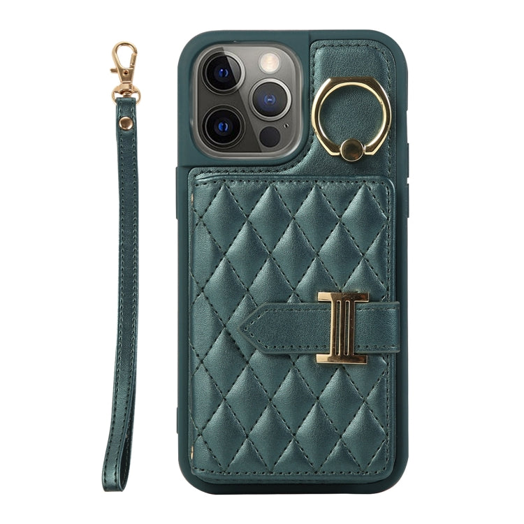 Horizontal Card Bag Ring Holder Phone Case with Dual Lanyard, For iPhone 13, For iPhone 12, For iPhone 12 Pro Max, For iPhone 12 Pro, For iPhone 11 Pro Max, For iPhone 11