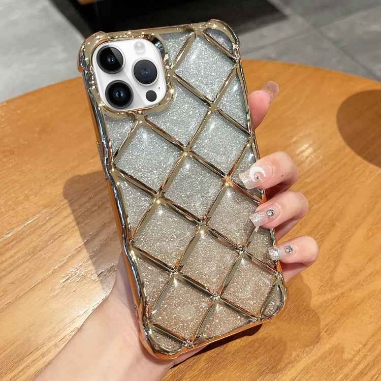 3D Diamond Lattice Laser Engraving Glitter Paper Phone Case, For iPhone 15 Pro Max, For iPhone 14 / 13, For iPhone 14 Pro, For iPhone 15 Pro, For iPhone 14 Pro Max, For iPhone 13 Pro Max, For iPhone 15, For iPhone 13 Pro