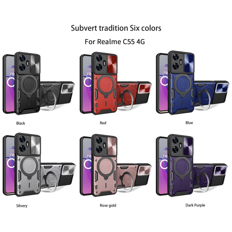 CD Texture Sliding Camshield Magnetic Holder Phone Case, For Realme C55 4G, For Realme GT3 5G, For Realme 10 Pro+ 5G, For Realme C35, For Realme C21 / C20 / C11 2021