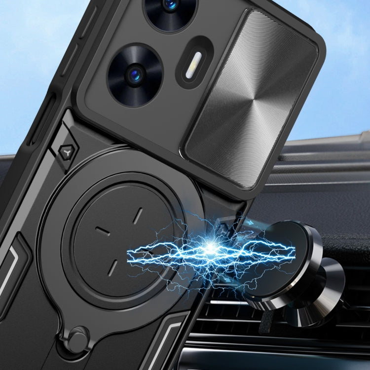 CD Texture Sliding Camshield Magnetic Holder Phone Case, For Realme C55 4G, For Realme GT3 5G, For Realme 10 Pro+ 5G, For Realme C35, For Realme C21 / C20 / C11 2021