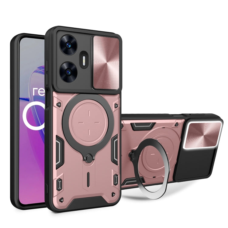 CD Texture Sliding Camshield Magnetic Holder Phone Case, For Realme C55 4G, For Realme GT3 5G, For Realme 10 Pro+ 5G, For Realme C35, For Realme C21 / C20 / C11 2021