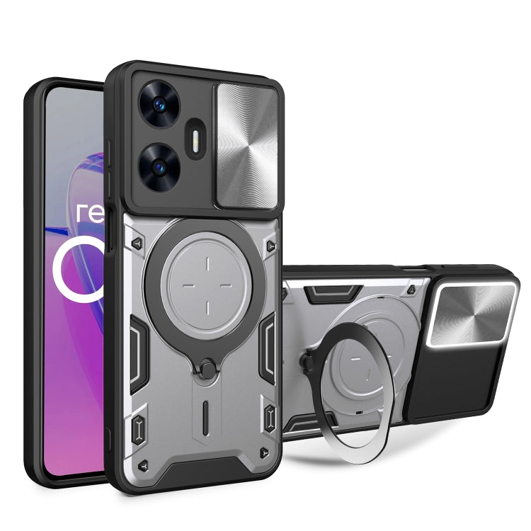 CD Texture Sliding Camshield Magnetic Holder Phone Case, For Realme C55 4G, For Realme GT3 5G, For Realme 10 Pro+ 5G, For Realme C35, For Realme C21 / C20 / C11 2021