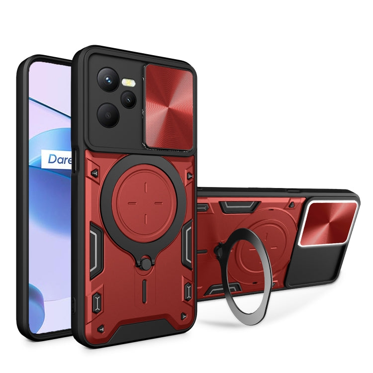 CD Texture Sliding Camshield Magnetic Holder Phone Case, For Realme C55 4G, For Realme GT3 5G, For Realme 10 Pro+ 5G, For Realme C35, For Realme C21 / C20 / C11 2021
