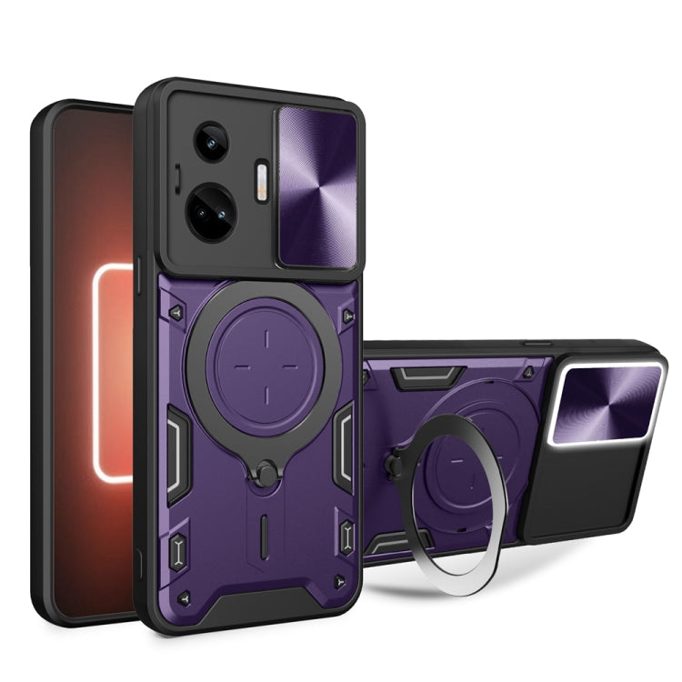 CD Texture Sliding Camshield Magnetic Holder Phone Case, For Realme C55 4G, For Realme GT3 5G, For Realme 10 Pro+ 5G, For Realme C35, For Realme C21 / C20 / C11 2021