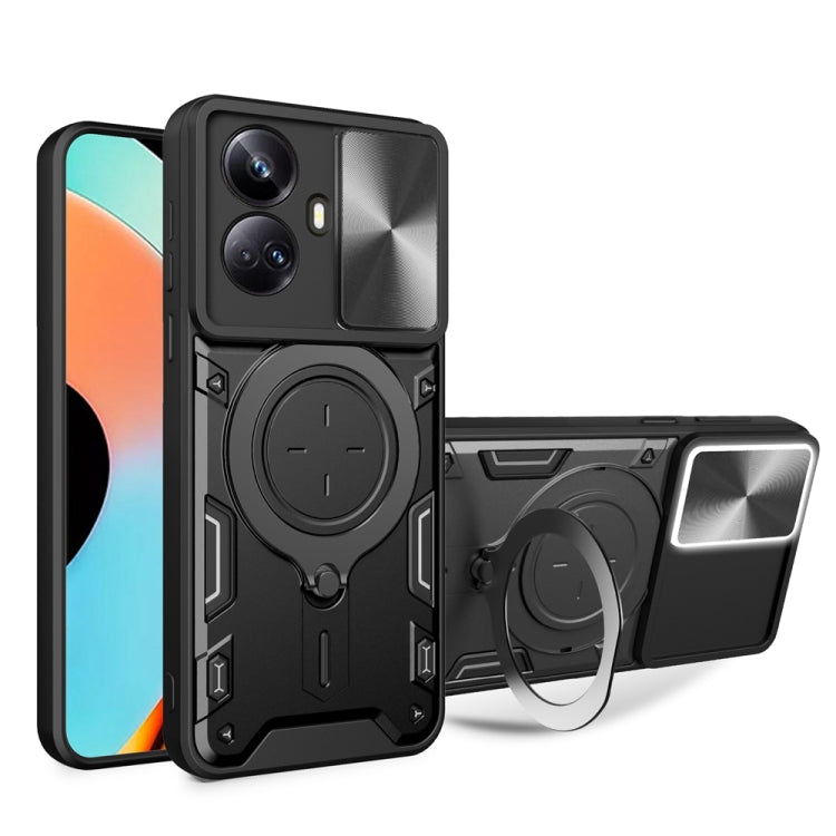 CD Texture Sliding Camshield Magnetic Holder Phone Case, For Realme C55 4G, For Realme GT3 5G, For Realme 10 Pro+ 5G, For Realme C35, For Realme C21 / C20 / C11 2021