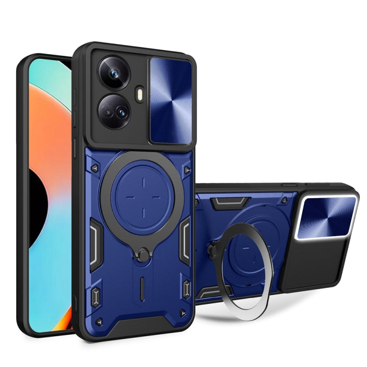 CD Texture Sliding Camshield Magnetic Holder Phone Case, For Realme C55 4G, For Realme GT3 5G, For Realme 10 Pro+ 5G, For Realme C35, For Realme C21 / C20 / C11 2021