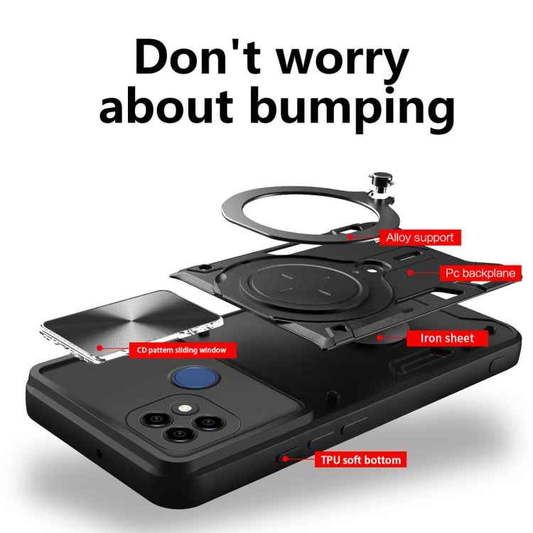 CD Texture Sliding Camshield Magnetic Holder Phone Case, For Realme C21 / C20 / C11 2021