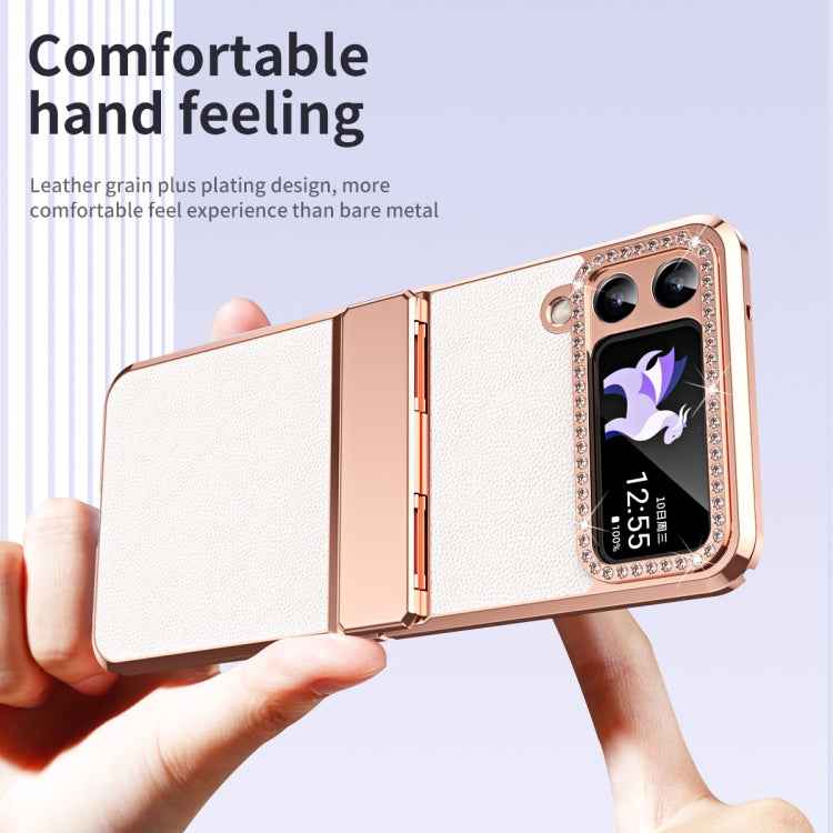 Plated Plain Leather Folding Phone Case with Hinge