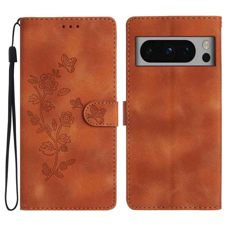 Flower Butterfly Embossing Pattern Leather Phone Case, For Google Pixel 9a, For Google Pixel 8 Pro, For Google Pixel 8, For Google Pixel 7a, For Google Pixel 7 Pro, For Google Pixel 7, For Google Pixel 6a, For Google Pixel 6 Pro