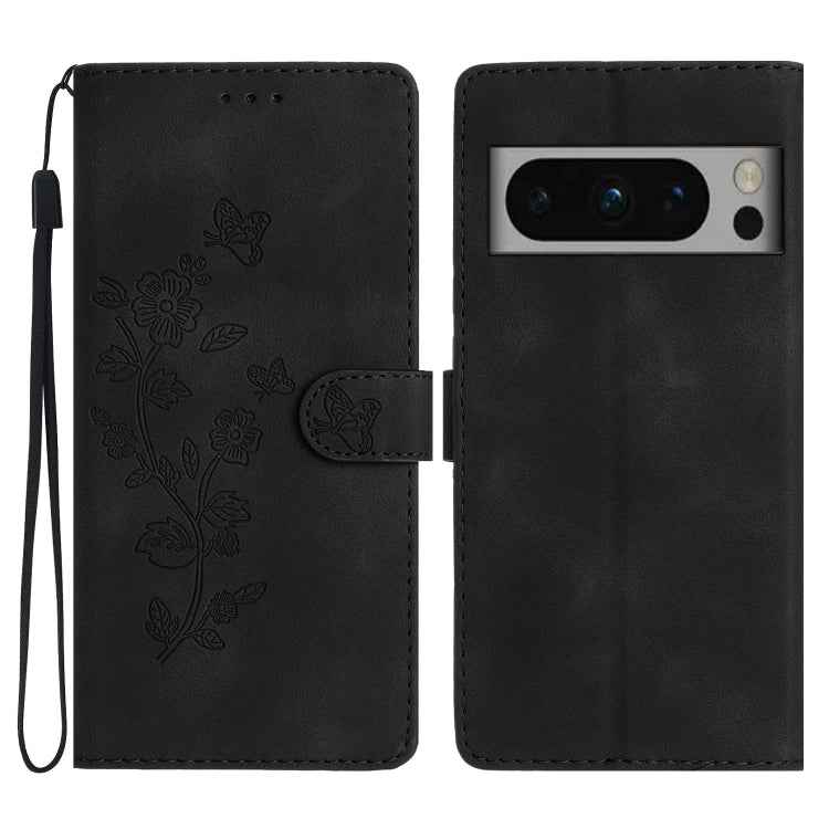 Flower Butterfly Embossing Pattern Leather Phone Case, For Google Pixel 9a, For Google Pixel 8 Pro, For Google Pixel 8, For Google Pixel 7a, For Google Pixel 7 Pro, For Google Pixel 7, For Google Pixel 6a, For Google Pixel 6 Pro