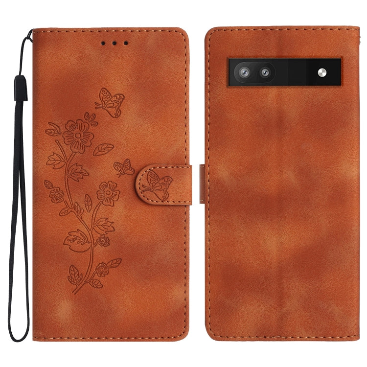 Flower Butterfly Embossing Pattern Leather Phone Case, For Google Pixel 9a, For Google Pixel 8 Pro, For Google Pixel 8, For Google Pixel 7a, For Google Pixel 7 Pro, For Google Pixel 7, For Google Pixel 6a, For Google Pixel 6 Pro