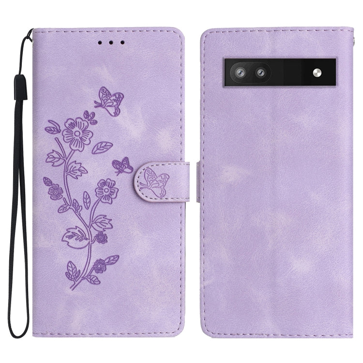 Flower Butterfly Embossing Pattern Leather Phone Case, For Google Pixel 9a, For Google Pixel 8 Pro, For Google Pixel 8, For Google Pixel 7a, For Google Pixel 7 Pro, For Google Pixel 7, For Google Pixel 6a, For Google Pixel 6 Pro