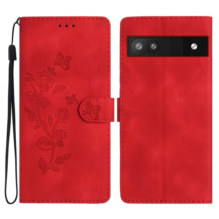Flower Butterfly Embossing Pattern Leather Phone Case, For Google Pixel 9a, For Google Pixel 8 Pro, For Google Pixel 8, For Google Pixel 7a, For Google Pixel 7 Pro, For Google Pixel 7, For Google Pixel 6a, For Google Pixel 6 Pro