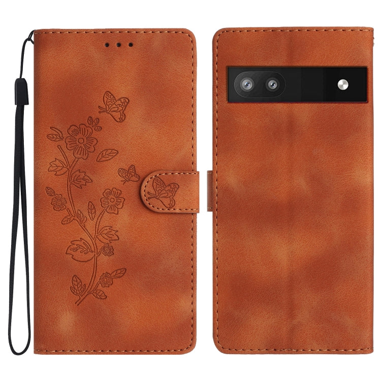 Flower Butterfly Embossing Pattern Leather Phone Case, For Google Pixel 9a, For Google Pixel 8 Pro, For Google Pixel 8, For Google Pixel 7a, For Google Pixel 7 Pro, For Google Pixel 7, For Google Pixel 6a, For Google Pixel 6 Pro