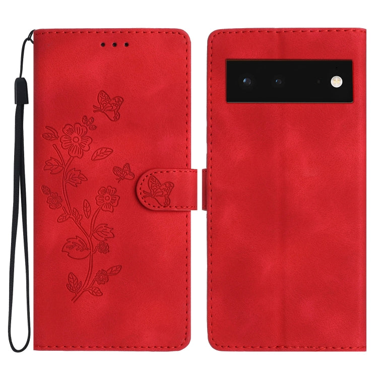Flower Butterfly Embossing Pattern Leather Phone Case
