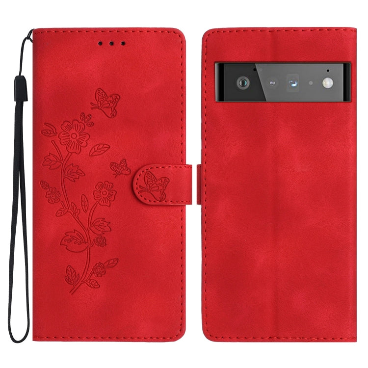 Flower Butterfly Embossing Pattern Leather Phone Case, For Google Pixel 9a, For Google Pixel 8 Pro, For Google Pixel 8, For Google Pixel 7a, For Google Pixel 7 Pro, For Google Pixel 7, For Google Pixel 6a, For Google Pixel 6 Pro