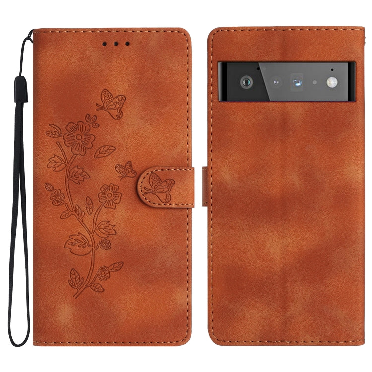 Flower Butterfly Embossing Pattern Leather Phone Case, For Google Pixel 9a, For Google Pixel 8 Pro, For Google Pixel 8, For Google Pixel 7a, For Google Pixel 7 Pro, For Google Pixel 7, For Google Pixel 6a, For Google Pixel 6 Pro