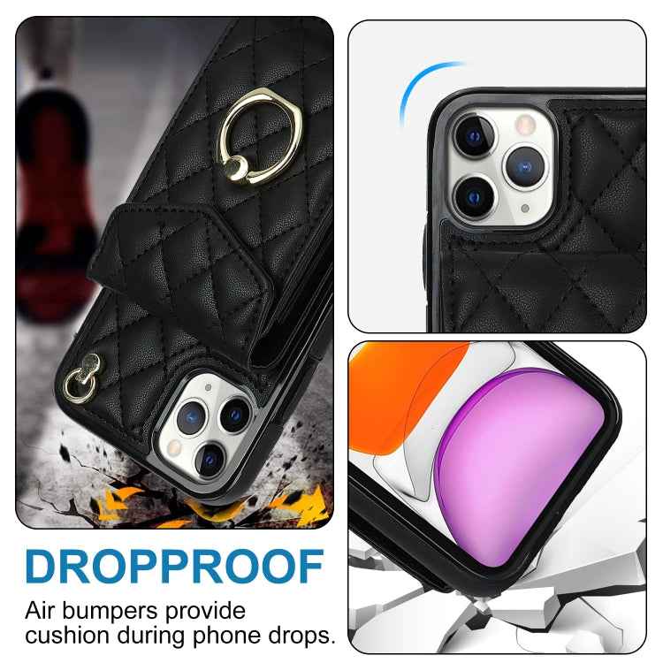 Rhombic Texture Card Bag Phone Case with Long Lanyard, For iPhone 11 Pro Max, For iPhone 11, For iPhone 11 Pro, For iPhone XR, For iPhone XS Max