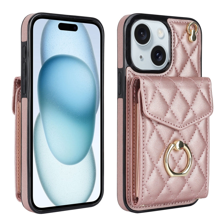 Rhombic Texture Card Bag Phone Case with Long Lanyard, For iPhone 15 Pro, For iPhone 15 Plus, For iPhone 15, For iPhone 14 Plus, For iPhone 14, For iPhone 14 Pro