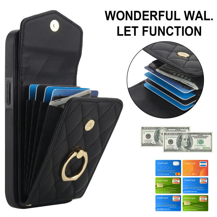 Rhombic Texture Card Bag Phone Case with Long Lanyard, For iPhone 17e / 16e, For iPhone 17 Pro Max, For iPhone 17 Pro, For iPhone 17, For iPhone Air, For iPhone 15 Pro Max