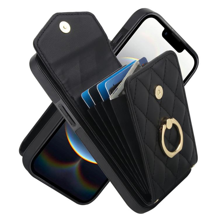 Rhombic Texture Card Bag Phone Case with Long Lanyard, For iPhone 17e / 16e, For iPhone 17 Pro Max, For iPhone 17 Pro, For iPhone 17, For iPhone Air, For iPhone 15 Pro Max
