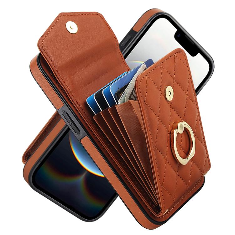 Rhombic Texture Card Bag Phone Case with Long Lanyard, For iPhone 17e / 16e, For iPhone 17 Pro Max, For iPhone 17 Pro, For iPhone 17, For iPhone Air, For iPhone 15 Pro Max