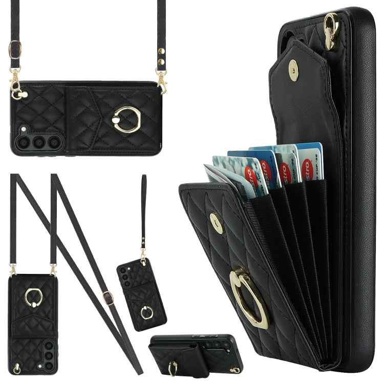 Rhombic Texture Card Bag Phone Case with Long Lanyard, For Samsung Galaxy S24 5G, For Samsung Galaxy A54 5G, For Samsung Galaxy S23 Ultra 5G, For Samsung Galaxy S23+ 5G, For Samsung Galaxy S23 5G, For Samsung Galaxy Note20 Ultra