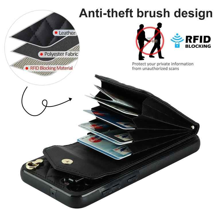 Rhombic Texture Card Bag Phone Case with Long Lanyard, For Samsung Galaxy S24 5G, For Samsung Galaxy A54 5G, For Samsung Galaxy S23 Ultra 5G, For Samsung Galaxy S23+ 5G, For Samsung Galaxy S23 5G, For Samsung Galaxy Note20 Ultra