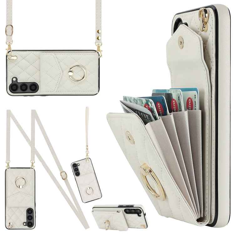 Rhombic Texture Card Bag Phone Case with Long Lanyard, For Samsung Galaxy S24 5G, For Samsung Galaxy A54 5G, For Samsung Galaxy S23 Ultra 5G, For Samsung Galaxy S23+ 5G, For Samsung Galaxy S23 5G, For Samsung Galaxy Note20 Ultra