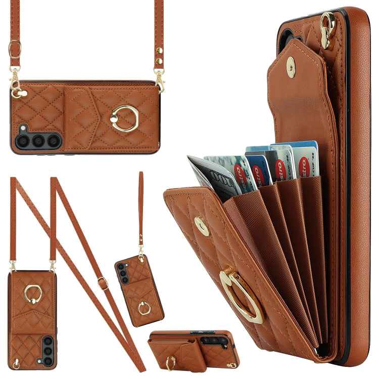 Rhombic Texture Card Bag Phone Case with Long Lanyard, For Samsung Galaxy S24 5G, For Samsung Galaxy A54 5G, For Samsung Galaxy S23 Ultra 5G, For Samsung Galaxy S23+ 5G, For Samsung Galaxy S23 5G, For Samsung Galaxy Note20 Ultra