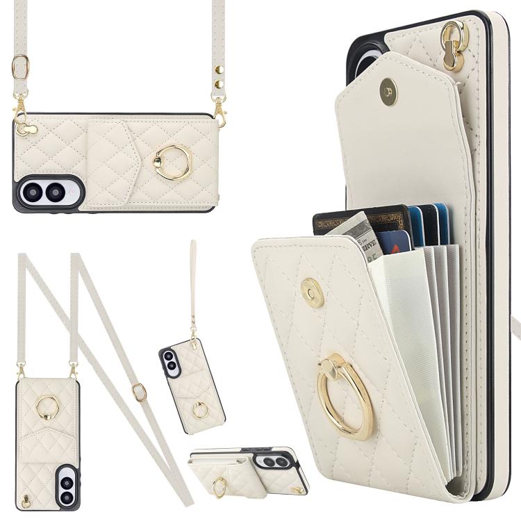 Rhombic Texture Card Bag Phone Case with Long Lanyard, For Samsung Galaxy S26+ 5G, For Samsung Galaxy S26 Ultra 5G, For Samsung Galaxy S26 5G, For Samsung Galaxy S25 Edge 5G, For Samsung Galaxy S24 Ultra 5G, For Samsung Galaxy S24+ 5G